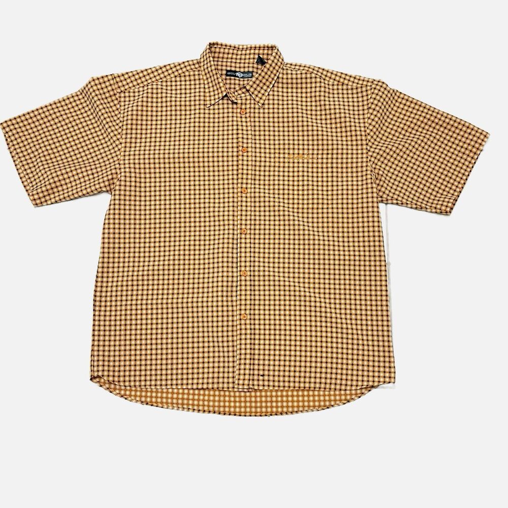Southpole Orange Geometric Plaid Men’s Short Sleeve Shirt Size 3XL